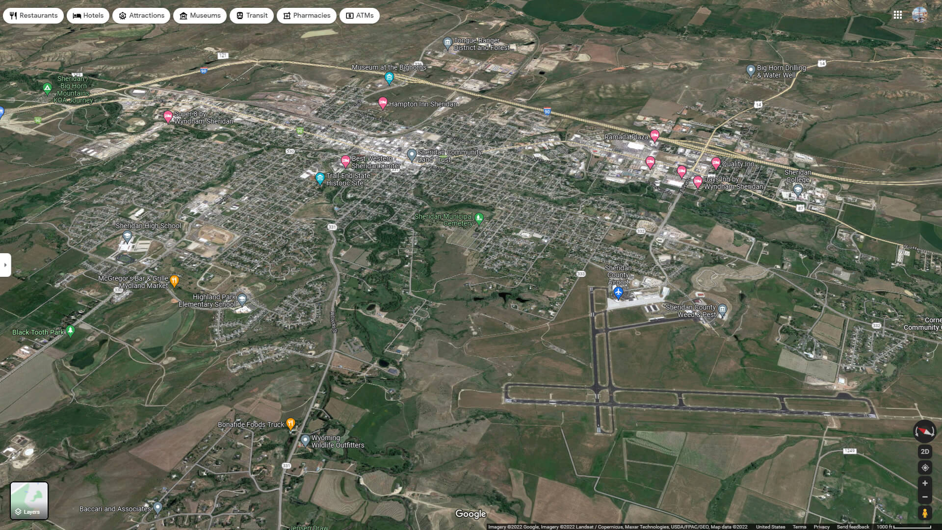 Sheridan Aerial Map Wyoming